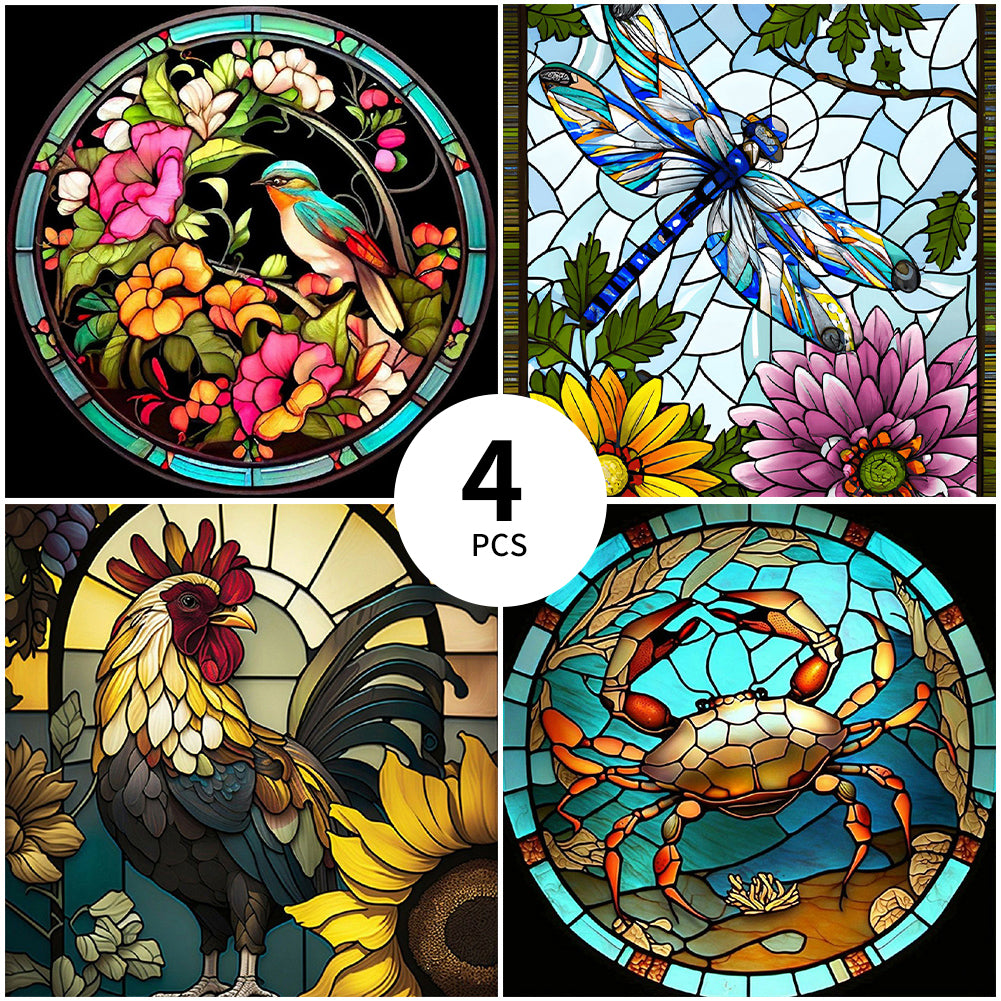4PCS Diamond Painting - Full Round - Stained Glass(30*40cm)